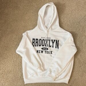 SHEIN White Brooklyn New York Hoodie